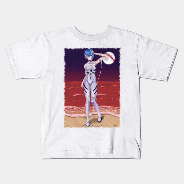 Rei Ayanami Bandage Background Jagged Kids T-Shirt by Antonydraws